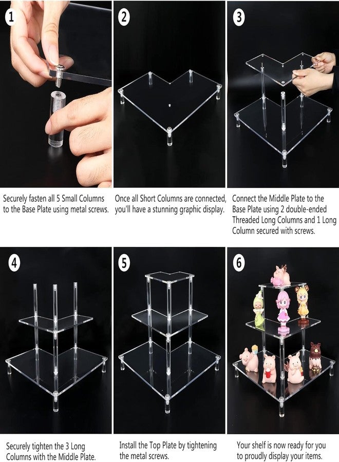 Gonice 3 Tier Acrylic Display Riser, Display Stand for Amiibo Funko POP Figures, Corner Shelf for Living Room, Bathroom, Home - Image 3