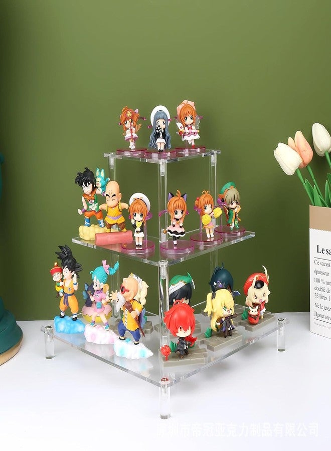 Gonice 3 Tier Acrylic Display Riser, Display Stand for Amiibo Funko POP Figures, Corner Shelf for Living Room, Bathroom, Home - Image 4