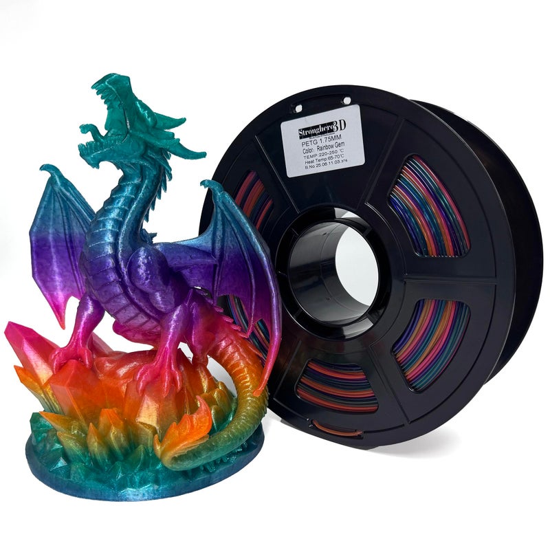 Stronghero3D PETG 3D Printer Filament 1.75mm,Multi Color,Translucent Rainbow Gem, Fast Changing Color,1kg(2.2lbs) Accuracy +/-0.05mm - Image 1