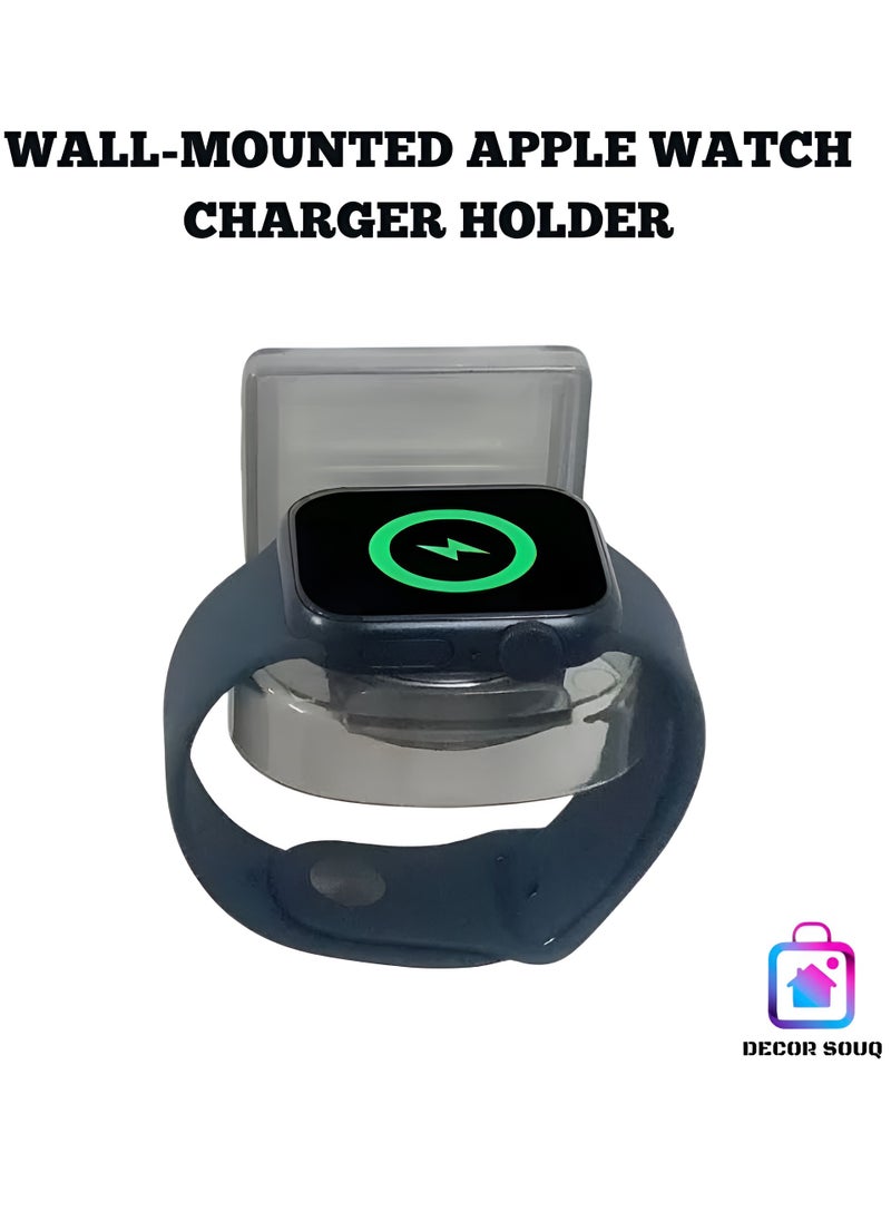 DECOR SOUQ Apple Watch Wall Mount Holder – Universal Charger Stand for All iWatch Models (Series 1 to 8, SE, Ultra) – No-Drill Installation with Heavy-Duty Self-Adhesive Sticker – Space-Saving Charging Dock for Bedroom, Bathroom, Office – Secure Magnetic Mount for Effortless Charging – Sleek, Modern Design – 3M VHB Adhesive Backing – Perfect for Home, Travel or Work – Hassle-Free Setup in Seconds – Strong Hold for Apple Watch Charger – Compact & Stylish Organizer – Compatible with All Apple Watch Bands – Anti-Slip Grip Technology – Easy-to-Clean Finish – Premium Gift for Apple Fans – Effortless Accessibility – Protect Your Watch from Falls – Seamless Compatibility with Magnetic Chargers– Trusted by Thousands – Upgrade Your Charging Routine – Modern Minimalist Aesthetic – Quick-Dry Adhesive for Instant Use – Maximize Countertop Space – Innovative Cord Management – Enhance Your Apple Ecosystem – Apple Watch Accessories - Transparent Color  - Image 1