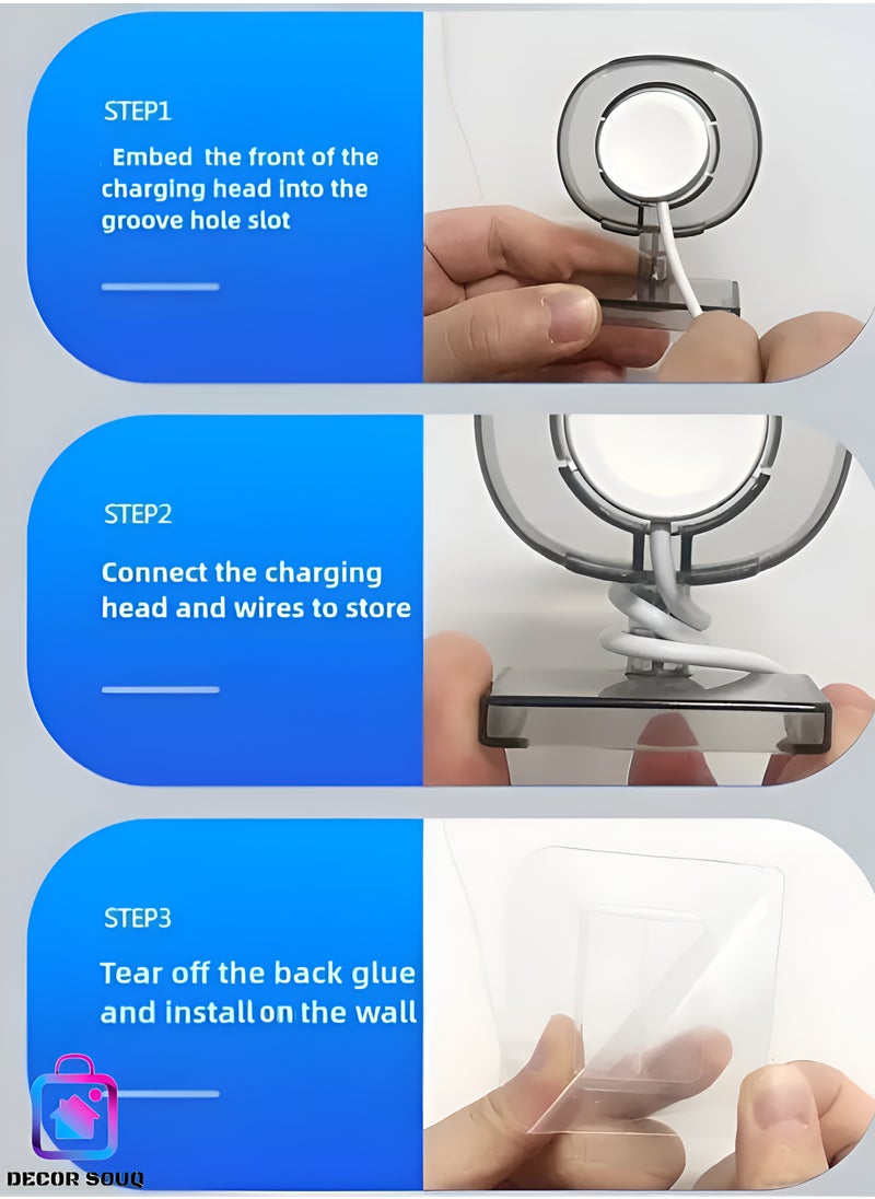 DECOR SOUQ Apple Watch Wall Mount Holder – Universal Charger Stand for All iWatch Models (Series 1 to 8, SE, Ultra) – No-Drill Installation with Heavy-Duty Self-Adhesive Sticker – Space-Saving Charging Dock for Bedroom, Bathroom, Office – Secure Magnetic Mount for Effortless Charging – Sleek, Modern Design – 3M VHB Adhesive Backing – Perfect for Home, Travel or Work – Hassle-Free Setup in Seconds – Strong Hold for Apple Watch Charger – Compact & Stylish Organizer – Compatible with All Apple Watch Bands – Anti-Slip Grip Technology – Easy-to-Clean Finish – Premium Gift for Apple Fans – Effortless Accessibility – Protect Your Watch from Falls – Seamless Compatibility with Magnetic Chargers– Trusted by Thousands – Upgrade Your Charging Routine – Modern Minimalist Aesthetic – Quick-Dry Adhesive for Instant Use – Maximize Countertop Space – Innovative Cord Management – Enhance Your Apple Ecosystem – Apple Watch Accessories - Transparent Color  - Image 5