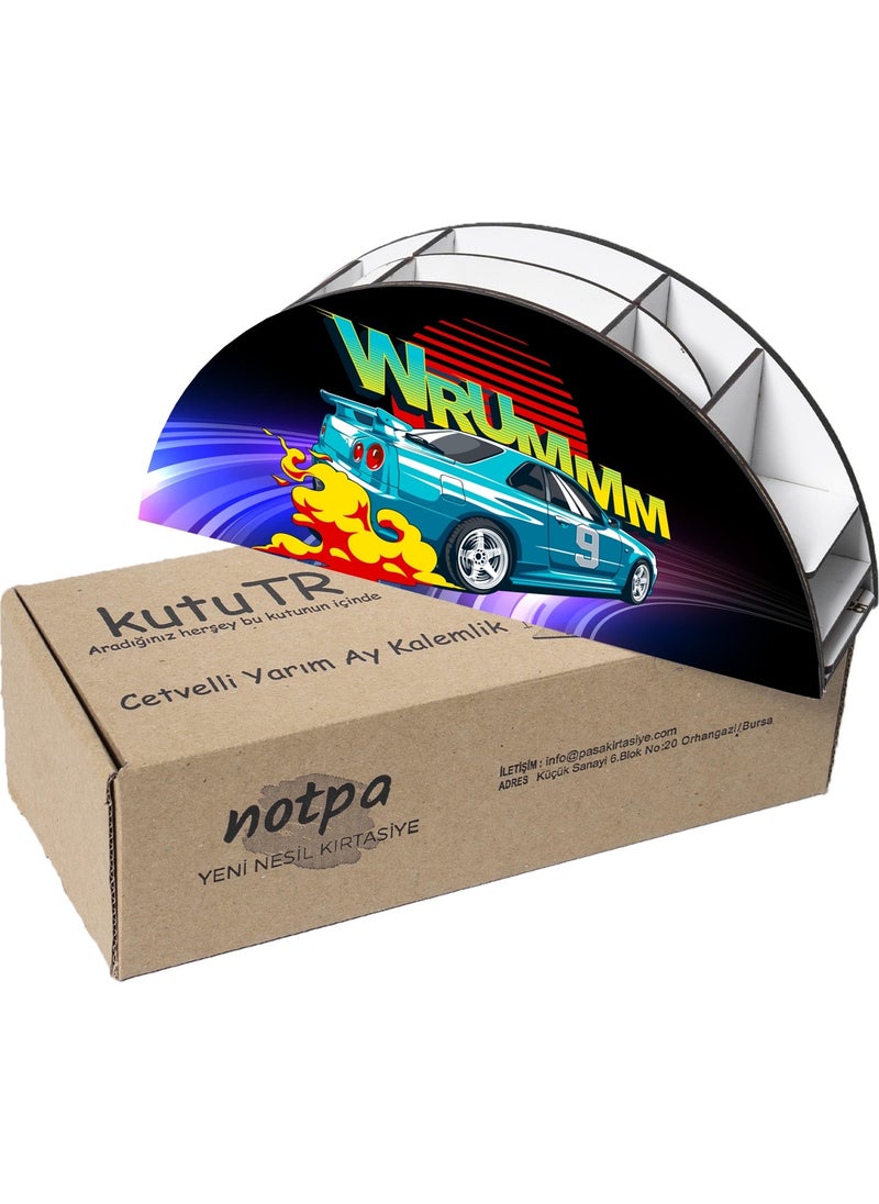KutuTR Wooden Vip Car Series Rainbow Ruler Desktop Pencil Holder Organizer for Children With Assembled Box  - Image 5
