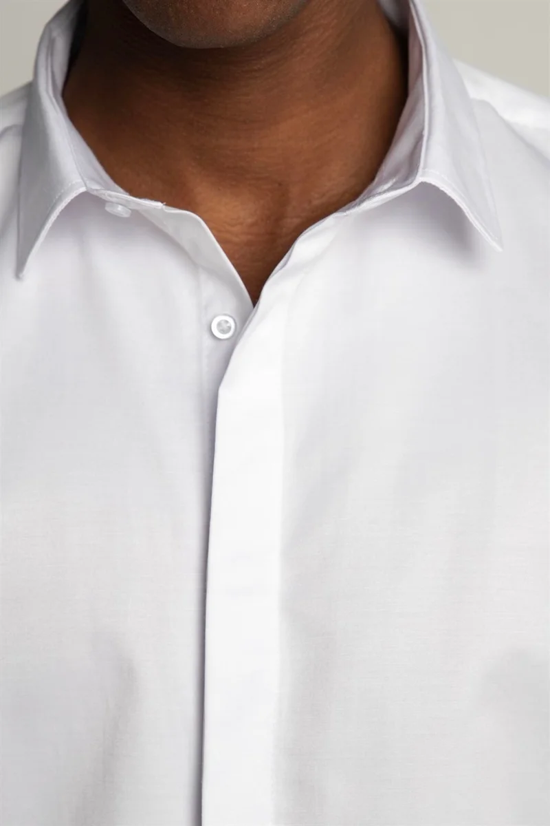تودورس Slim Fit Long Sleeve Hidden Patch Back Belted Plain Men's Shirt