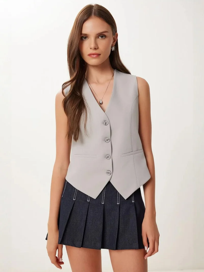 السعادة في إسطنبول ISTANBUL Crop Button Waistcoat