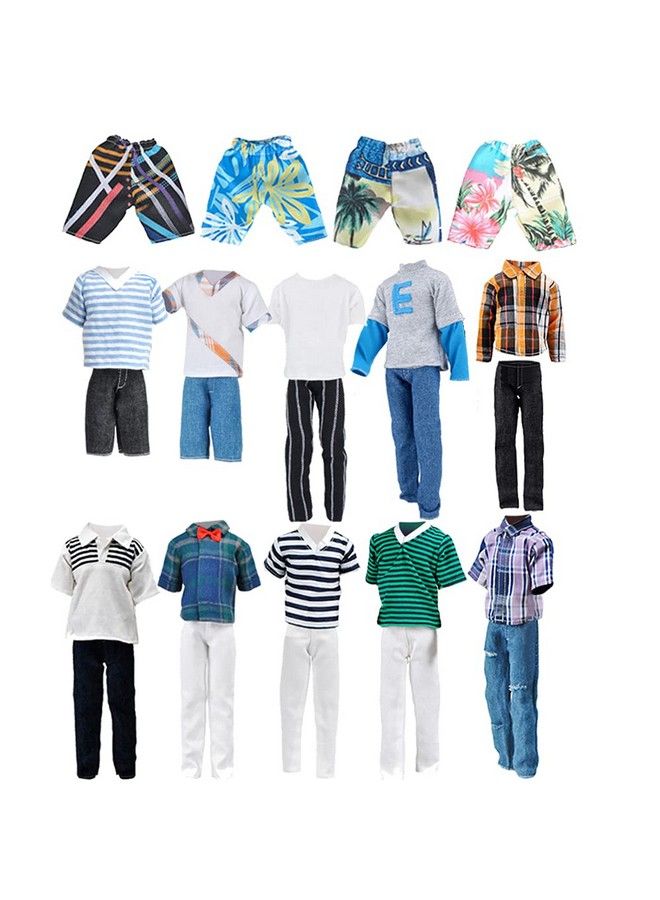 E-TING 10 Item Fantastic Pack = 5 Sets Fashion Casual Wear Clothes Outfit +5 Pairs Shoes For Boy Doll Random Style (Casual Wear Clothes + Black Suit + Swimwear) - Image 3