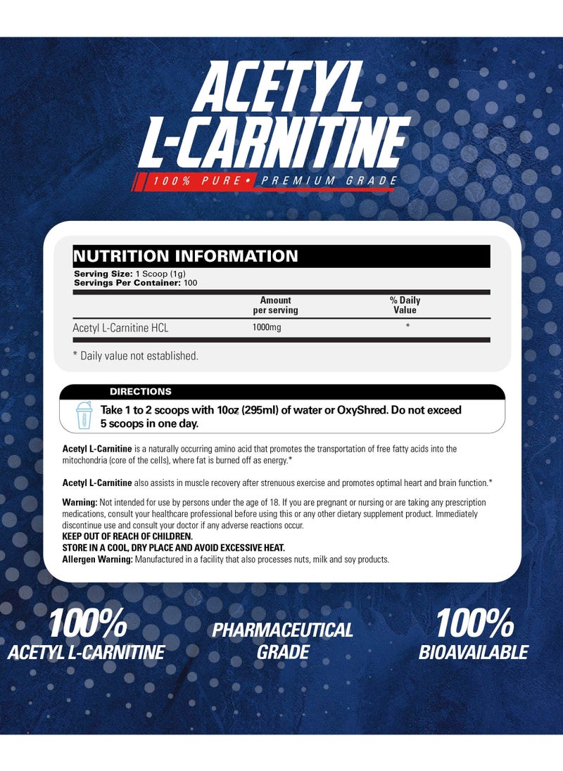 EHP Labs Acetyl L-Carnitine Unflavored 100 Servings 100g  - Image 2