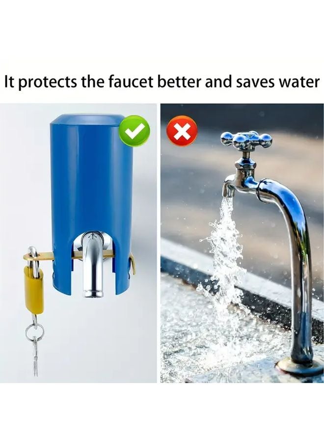 Heavy Duty Zinc Alloy Outdoor Faucet Lock Blue Anti Theft Water Saving With 2 Keys - Image 5