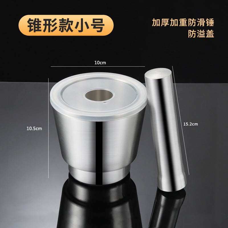 304 Stainless Steel Pestle Stone Mortar Household Mashing Jar Mortar Pair Nest Grinding Garlic Mortar Mortar Manual - Image 1