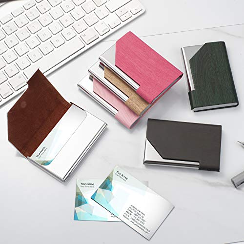 FACATH Business Card Holder for Women and Men, Business Card Case - PU Leather Business Card Case Credit Card ID Case/Wallet Pocket Business Name Card Holder with Magnetic Shut - Keep Cards Secure - Image 2