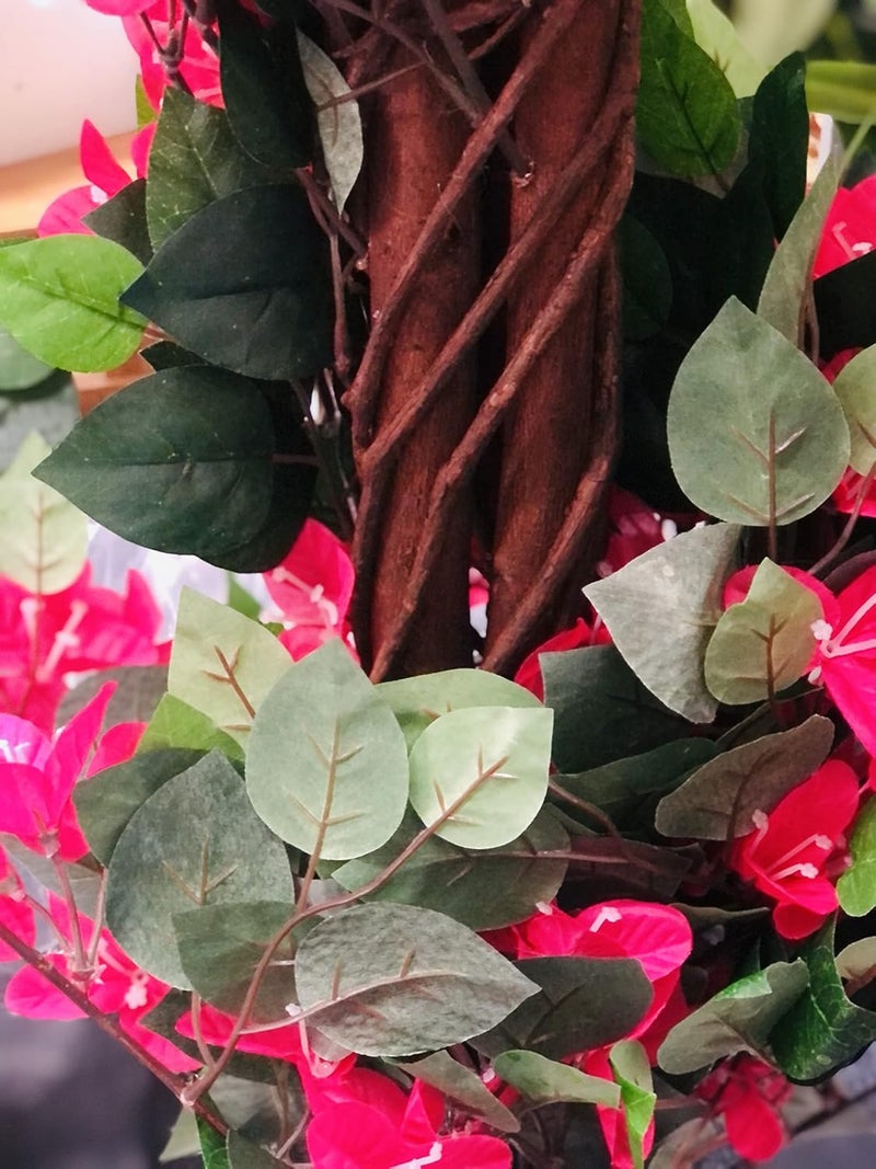 AMERIQUE Pair AMERIQUE Gorgeous 5 Feet Blooming Artificial Bougainvillea Tree with Flowers  Real Wood Trunks with Nursery Pots Feel Real Technology Red and Green  - Image 3