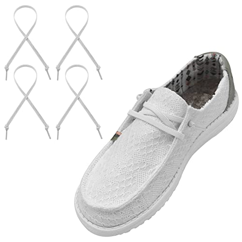 UamGlsob 2 Pairs Elastic Shoe Laces Replacement Laces for Hey Dude, Flat Shoelaces, Shoe Strings Replacement for Hey Dude (White, 16Inch) - Image 1