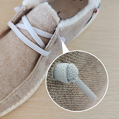 UamGlsob 2 Pairs Elastic Shoe Laces Replacement Laces for Hey Dude, Flat Shoelaces, Shoe Strings Replacement for Hey Dude (White, 16Inch) - Image 3