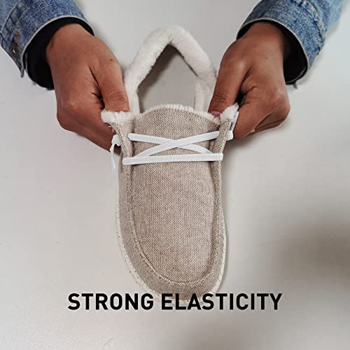 UamGlsob 2 Pairs Elastic Shoe Laces Replacement Laces for Hey Dude, Flat Shoelaces, Shoe Strings Replacement for Hey Dude (White, 16Inch) - Image 2