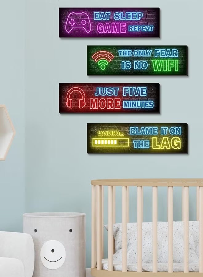 ARS 4 Pcs Art Printed Neon Gaming Posters, Room Decorations, Gamer Wall Decor, Bedroom - Image 2