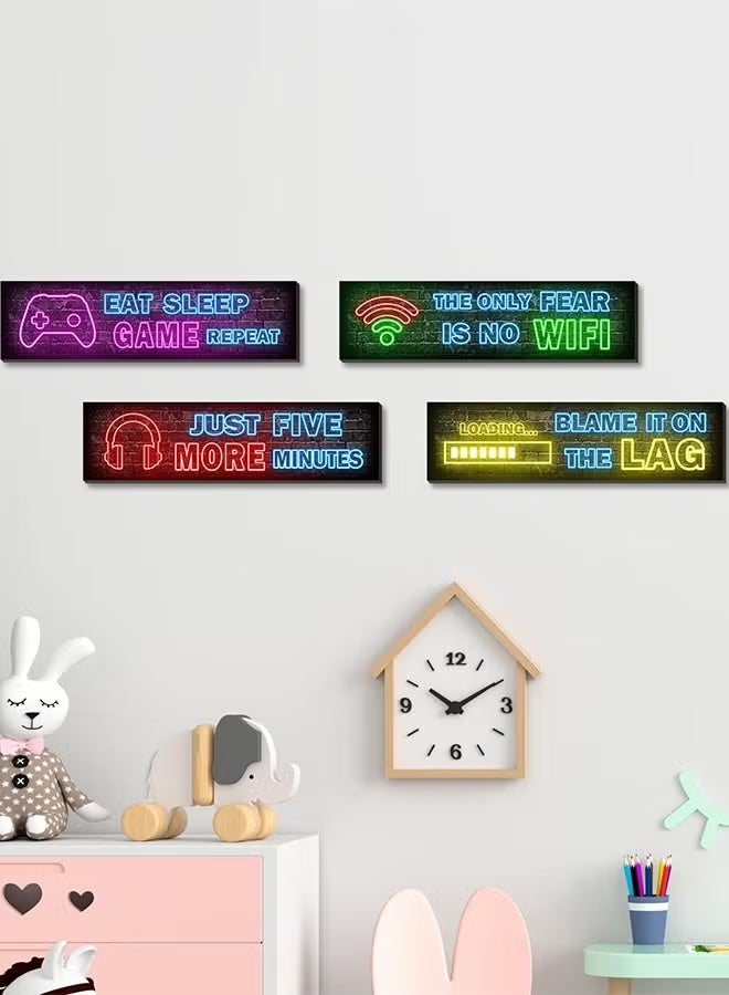 ARS 4 Pcs Art Printed Neon Gaming Posters, Room Decorations, Gamer Wall Decor, Bedroom - Image 4