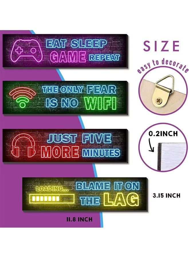 ARS 4 Pcs Art Printed Neon Gaming Posters, Room Decorations, Gamer Wall Decor, Bedroom - Image 3