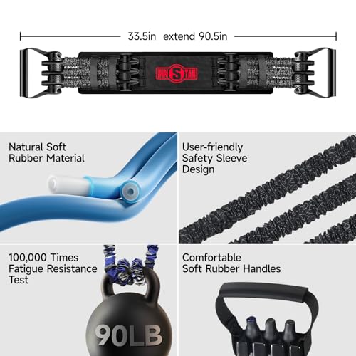 Innstar Multi-Function Resistance Bands for Working Out, Push Up Exercise Bands Resistance Bands Set for Bench Press Gym Equipment, Home Workout (Men|198LB 6 Rope|3 Resistance Levels-Black) - Image 2