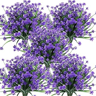 KLEMOO KLEMOO Artificial Flowers, 8 Bundles Fake Outdoor UV Resistant Greenery Faux Plants Shrubs for Indoor Outside Hanging  - Image 1