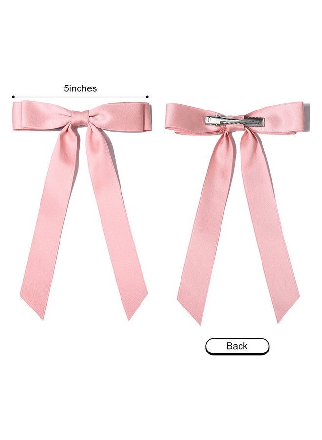 Aileam 10PCS Silky Satin Hair Bows Hair Clip Ribbon Accessories Ponytail Holder Slides Metal Clips French Barrette Hair Bow for Women Girls Toddlers Teens Kids - Image 3