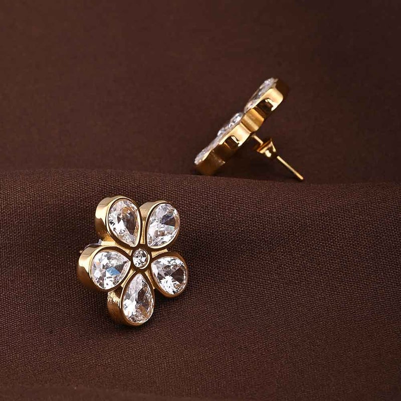 PALMONAS 18k Gold Tone Plated Blooming Diamonds Stud Earring
 for Women - Image 3