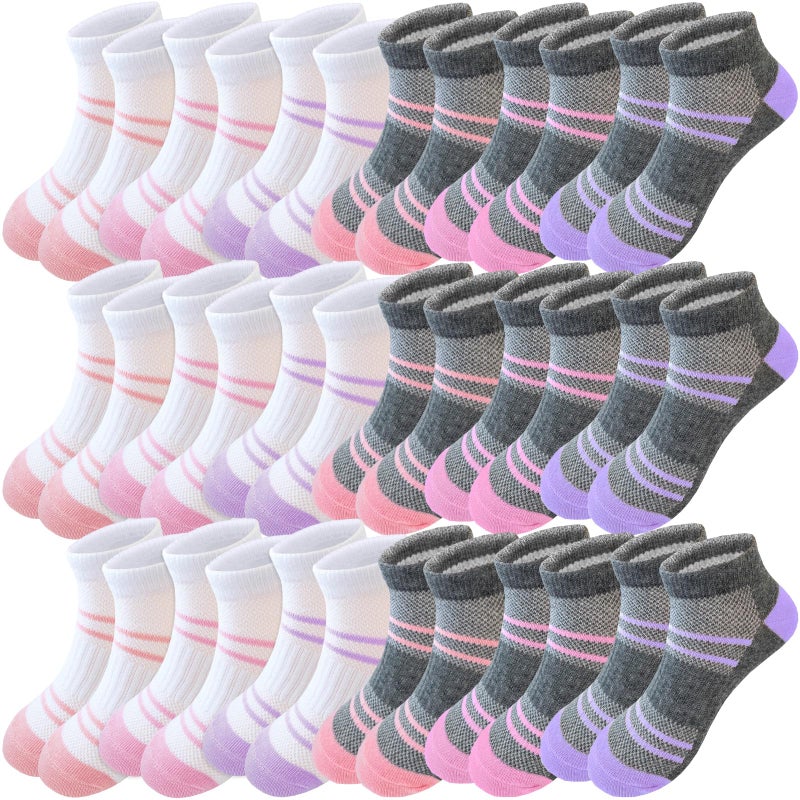 Bemeol Girls Socks 18 Pairs Kids Ankle Socks for Girls Cotton Sports Low Cut Athletic Sock(7-10 Years) - Image 1