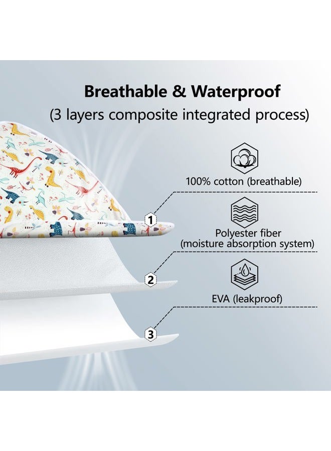 Bnditeu Diaper Changing Pads for Baby, Dinosaur Change Mat, 3Layers Waterproof Change Pad Foldable Absorbent Mats for Women, Reusable Incontinence Underpads for Patient 24''x30'' - Image 2