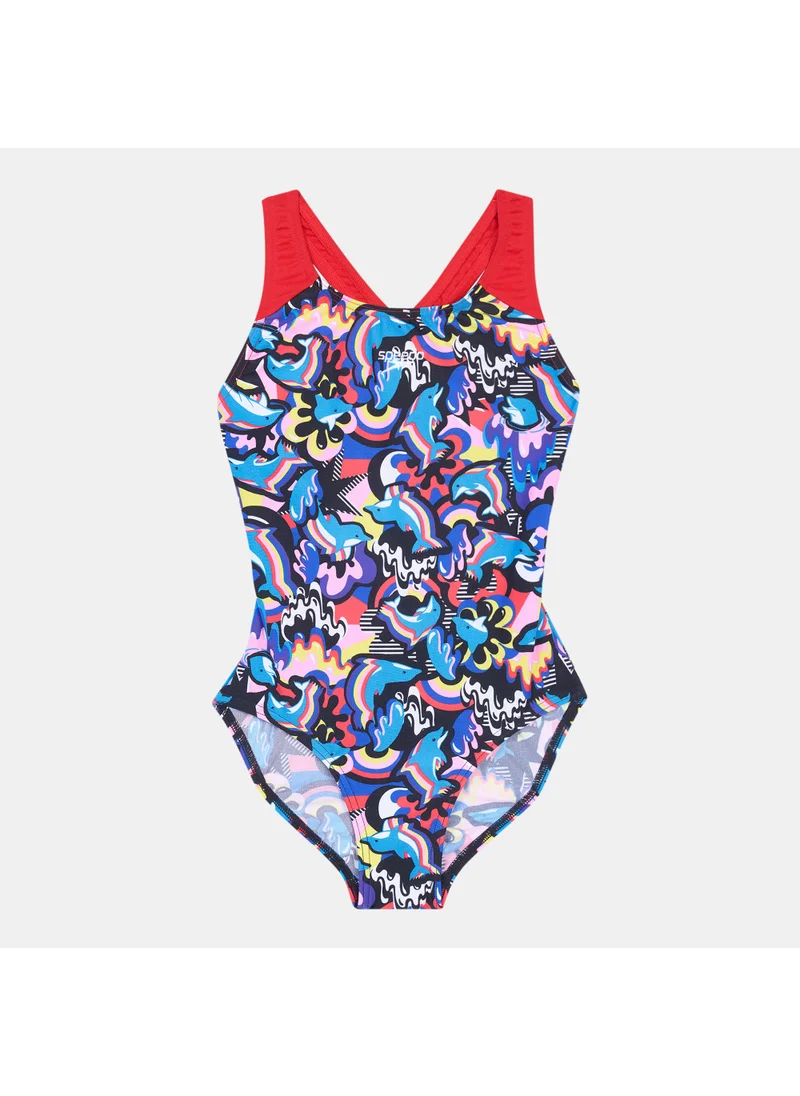 speedo Kids' Digital Allover Print Splashback Swimsuit