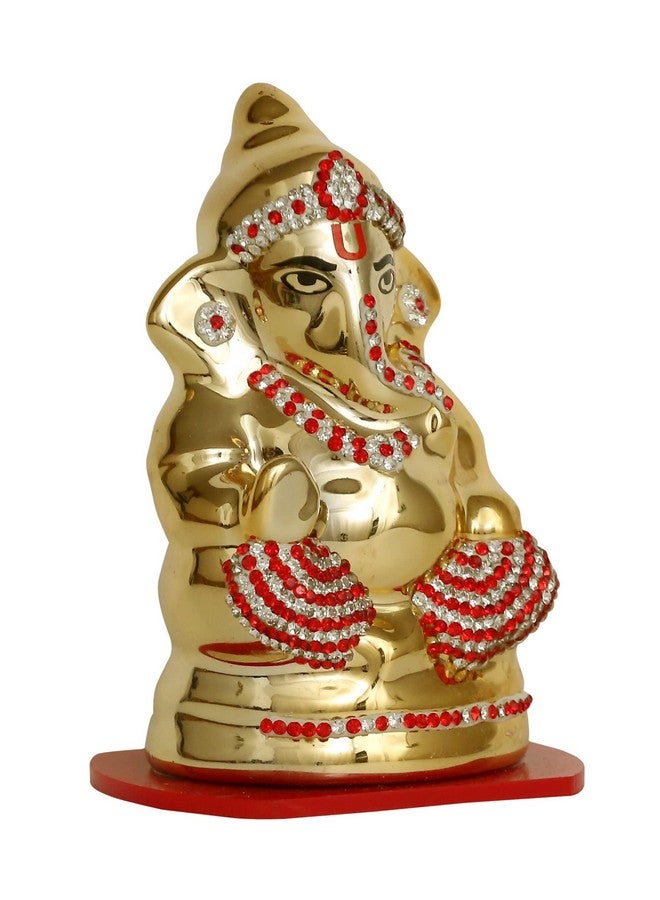 جرين ويف تمثال من Greenwave Lord Ganesha/Ganesh/Ganeshji/Ganpati Bappa Idol/Murti/مصنوع من النحاس المعدني مع الماس لتزيين لوحة القيادة في السيارة أو تزيين المنزل أو المدخل الرئيسي - Image 1