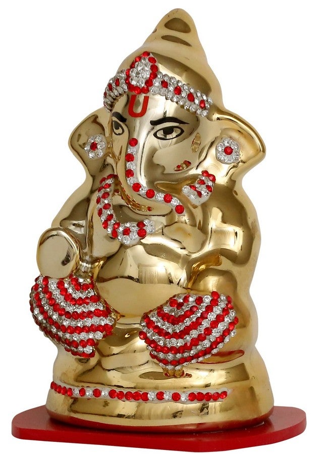 جرين ويف تمثال من Greenwave Lord Ganesha/Ganesh/Ganeshji/Ganpati Bappa Idol/Murti/مصنوع من النحاس المعدني مع الماس لتزيين لوحة القيادة في السيارة أو تزيين المنزل أو المدخل الرئيسي - Image 2