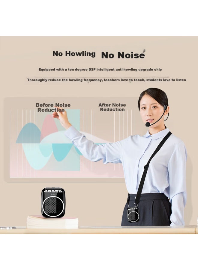 SHIDU S308 Small Bee Amplifier, Teacher-specific Classroom Amplifier, High-volume Outdoor Loudspeaker, Tour Guide Long-lasting Anti-howling Megaphone With Wireless Microphone, Black - Image 3