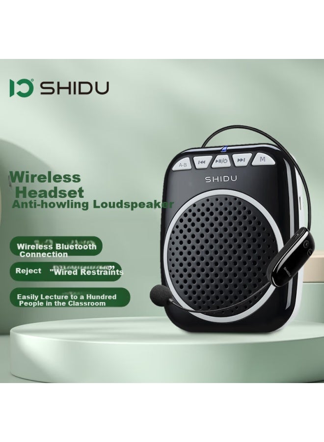 SHIDU S308 Small Bee Amplifier, Teacher-specific Classroom Amplifier, High-volume Outdoor Loudspeaker, Tour Guide Long-lasting Anti-howling Megaphone With Wireless Microphone, Black - Image 1