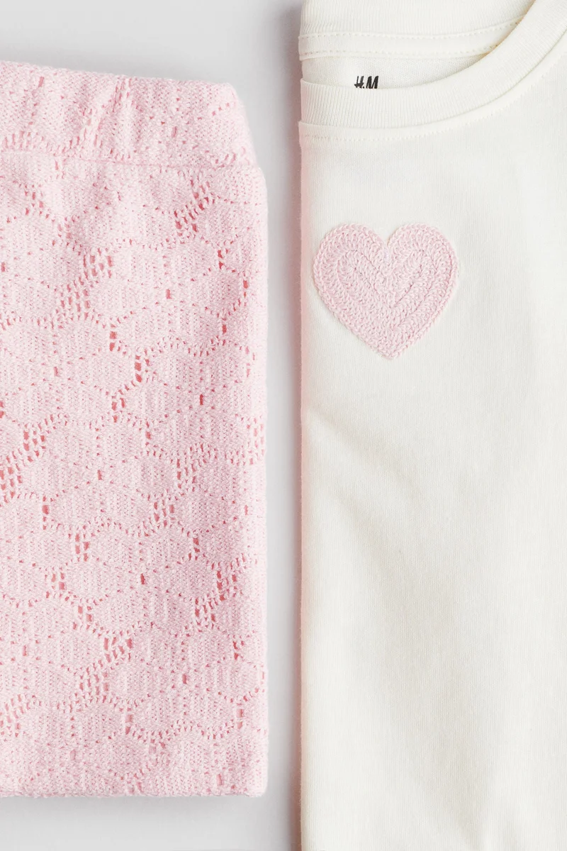 اتش اند ام طقم من بلوزة وشورت - عبوة من قطعتين