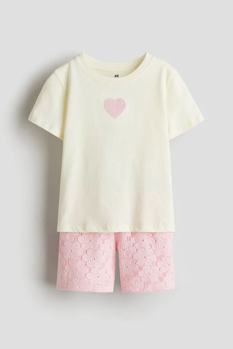 اتش اند ام طقم من بلوزة وشورت - عبوة من قطعتين