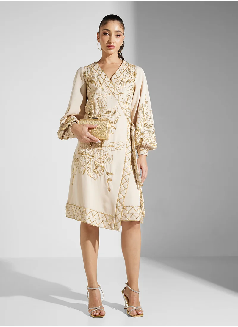 Frock and Frill Embellished Midi Dress
