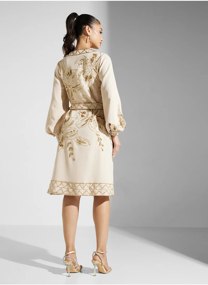 Frock and Frill Embellished Midi Dress