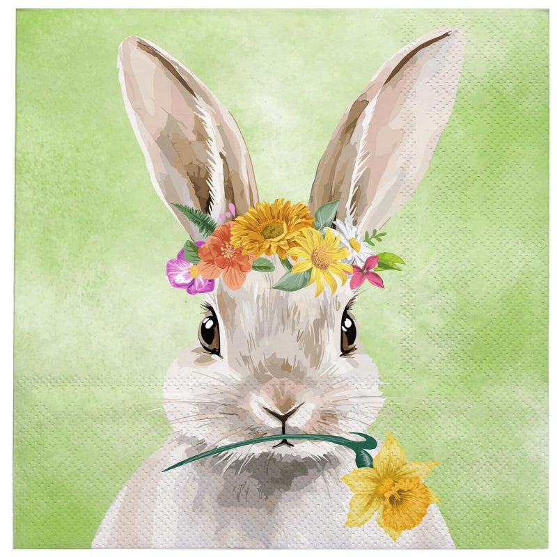 WRAPAHOLIC WRAPAHOLIC 25Pcs Easter Paper Napkins - 3-Ply Adorable Easter Rabbits Disposable Luncheon Paper Napkins for Easter  Baby Shower  Spring Party Supplies - 6.5 x 6.5 In  - Image 1