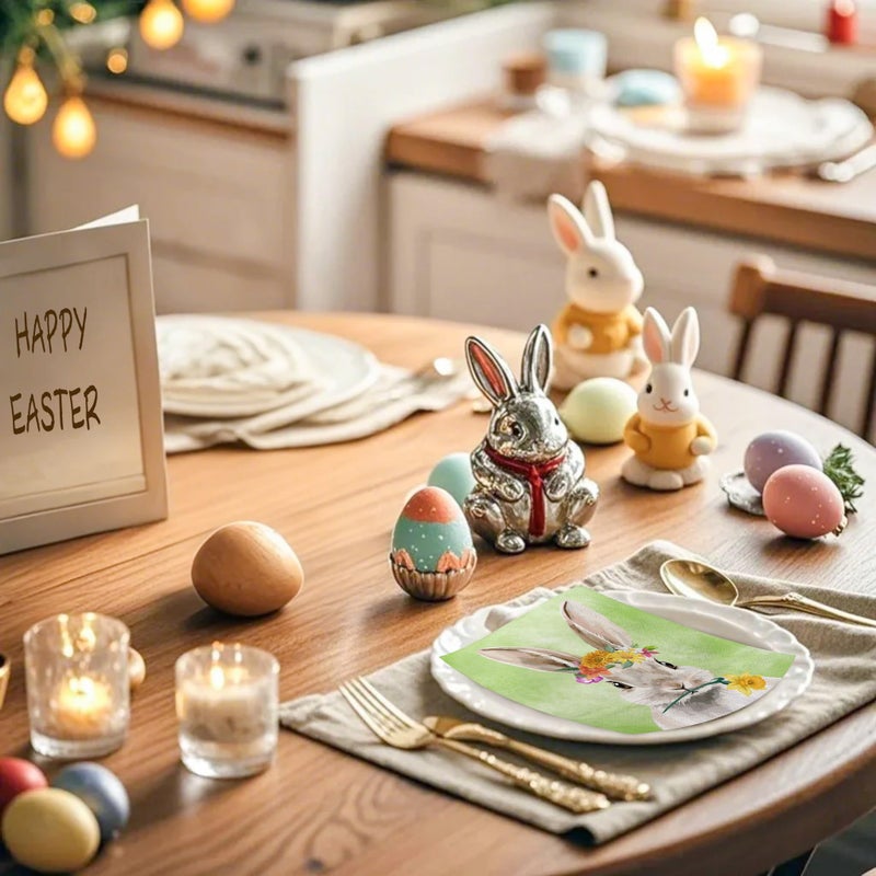 WRAPAHOLIC WRAPAHOLIC 25Pcs Easter Paper Napkins - 3-Ply Adorable Easter Rabbits Disposable Luncheon Paper Napkins for Easter  Baby Shower  Spring Party Supplies - 6.5 x 6.5 In  - Image 5