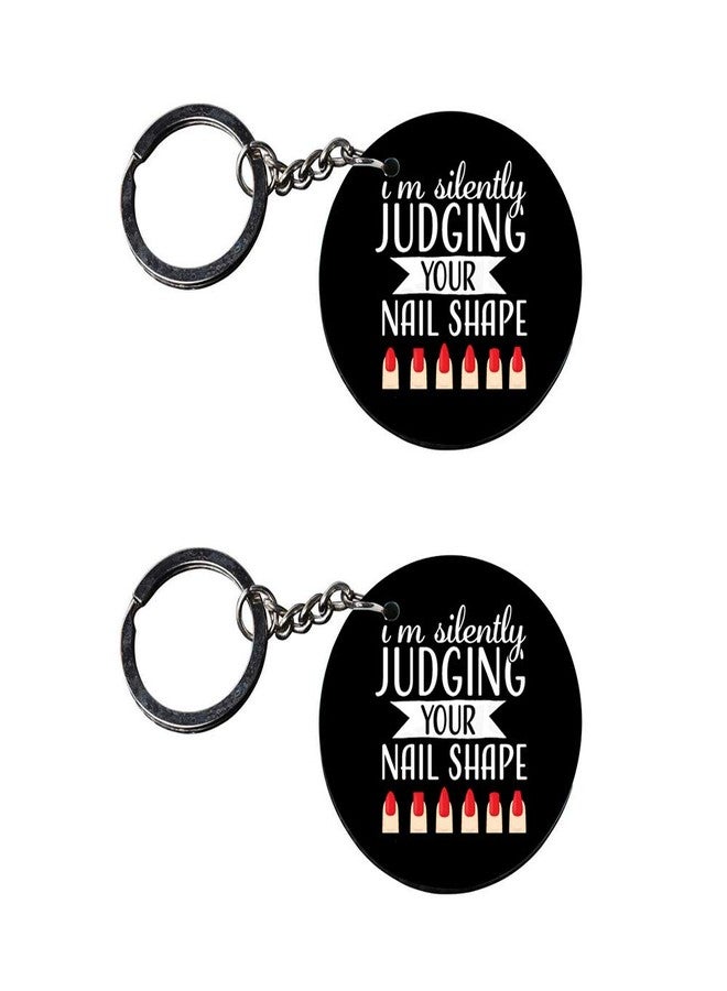 Tinywalk Set of 2 | Circle Shape Printed Wooden Keychains Nail Shape | Circle Shape keyrings | Circle Shape Keychains| Printed keyrings - Image 1