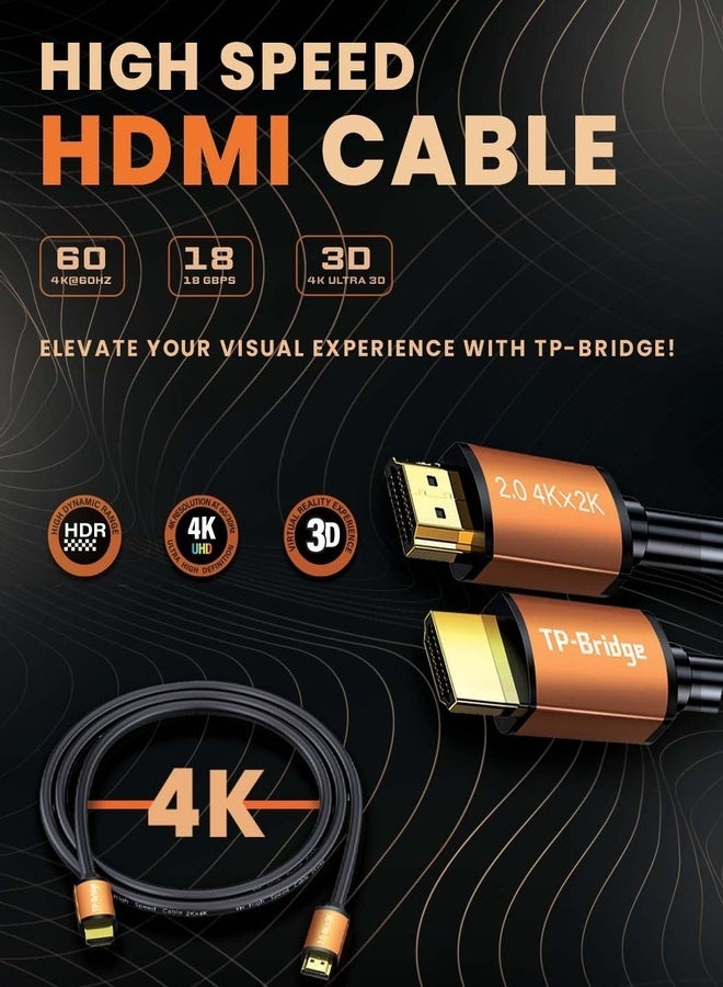 TP-BRIDGE HDMI Cable 4K Premium Super Speed UHD 3Meter 2.0 Ultra HD High-Speed  Braided Cord eARC Dynamic HDR Dolby Vision for MacBook Pro PS5 Switch TV Xbox Roku UHD TV Blu-ray Projector - Image 2