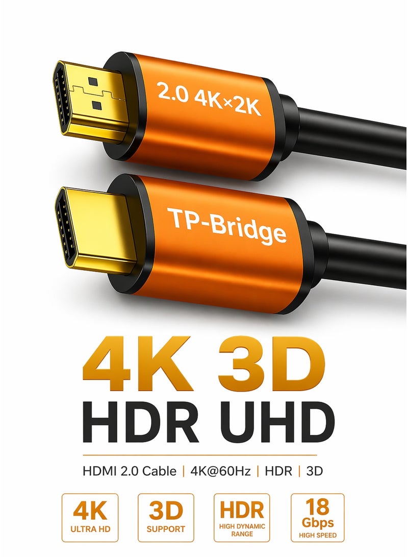 TP-BRIDGE HDMI Cable 4K Premium Super Speed UHD 3Meter 2.0 Ultra HD High-Speed  Braided Cord eARC Dynamic HDR Dolby Vision for MacBook Pro PS5 Switch TV Xbox Roku UHD TV Blu-ray Projector - Image 1