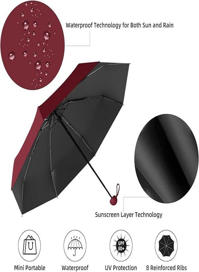 DKWIN مظلة DKWIN كبيرة الحجم للحماية من الشمس مع حافظة صغيرة // مظلة قوية مقاومة للرياح، قابلة للطي مرتين، تفتح يدويًا، مثالية للرجال والنساء والأطفال والأولاد والبنات، صغيرة وأنيقة، مقاومة للرياح وصغيرة الحجم (أحمر) - Image 4