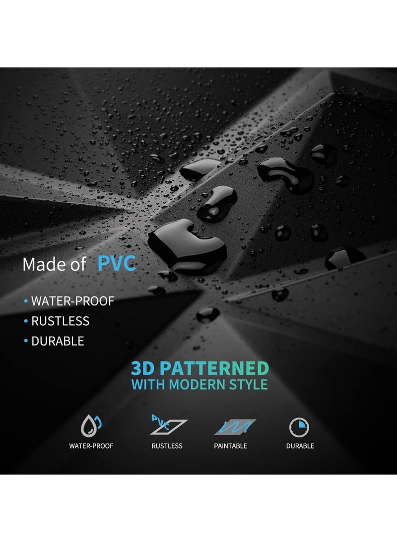 12 PCS 3D Wall Panels, 3D Texture PVC Wallpaper, Diamond Design Decorative Wall Cover, Each 50x50cm black - Image 4