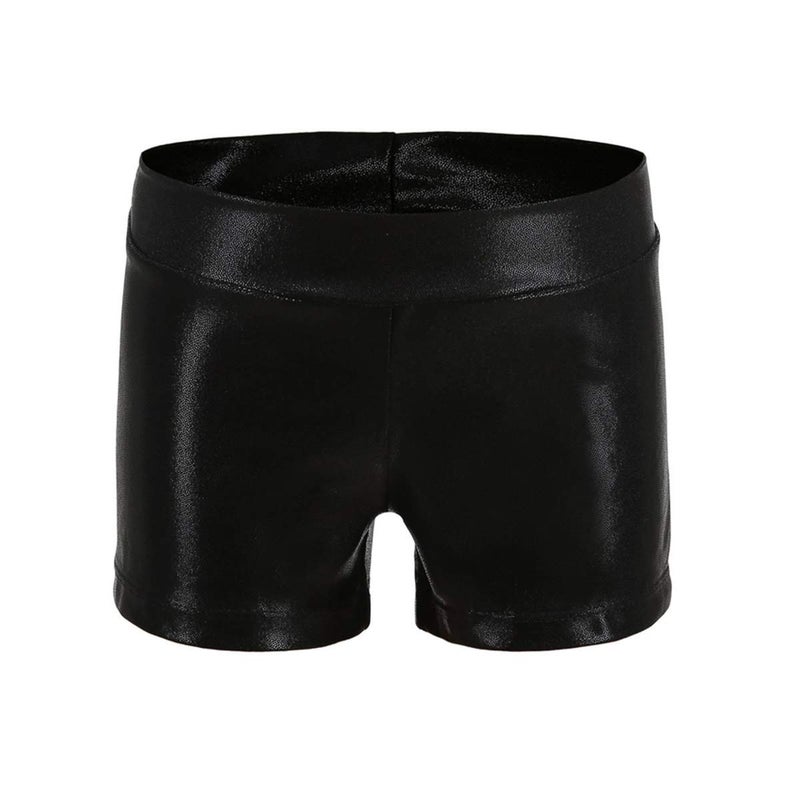 Dtone Girls Dance Short Gymnastics Athletic Shorts Sparkle Glitter Tumbling Bottoms (Black, 140) - Image 1