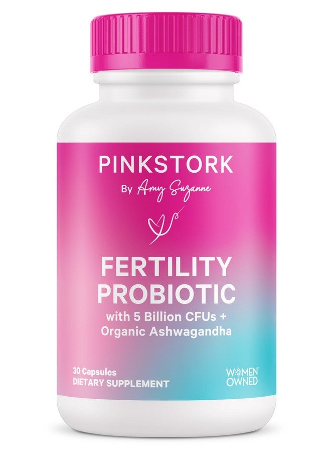 Pink Stork Fertility Support Probiotics for Women with Ashwagandha for Vaginal Health, Conception, pH Balance, Hormone Balance, and Gut Flora, Fertility Supplements for Women, 30 Capsules - Image 1