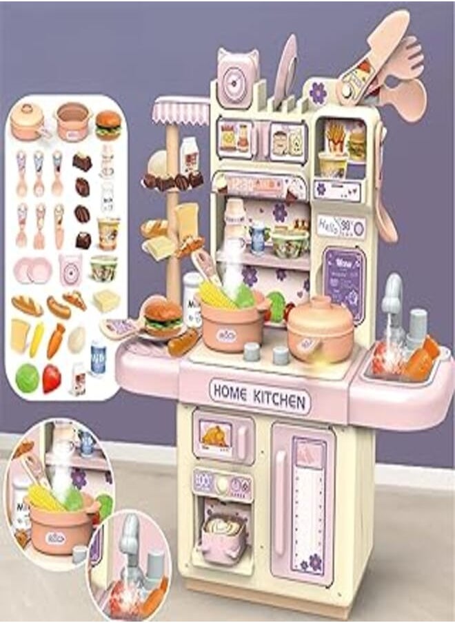 Generic - Kitchen Toys with Realistic Steam and Light, 39 Piece Kitchen Accessories Set, Mini Kitchen Set for Kids, Pretend Play Food Toys for Boys Girls Age 3+ (Purple) 36T-8 - Image 1