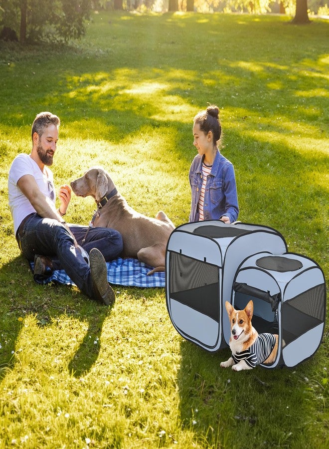 EighteenTek 2-in-1 Portable Cat Playpen, Pop up Large Kitten Playpen, No Assembly Need, Pet Cat Dog Tent Crates Kennel Cage, Cats Enclosure for Dog and Puppy Indoor Outdoor(No Divider, Unified Space) - Image 3