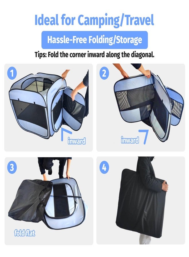 EighteenTek 2-in-1 Portable Cat Playpen, Pop up Large Kitten Playpen, No Assembly Need, Pet Cat Dog Tent Crates Kennel Cage, Cats Enclosure for Dog and Puppy Indoor Outdoor(No Divider, Unified Space) - Image 2