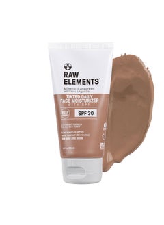 raw elements Raw Elements Tinted Daily Face Moisturizer All-Natural Mineral Sunscreen | Non-Nano Zinc Oxide, 95% Organic, Reef Safe, SPF 30, in Bio-Resin Tube, 1.8oz 