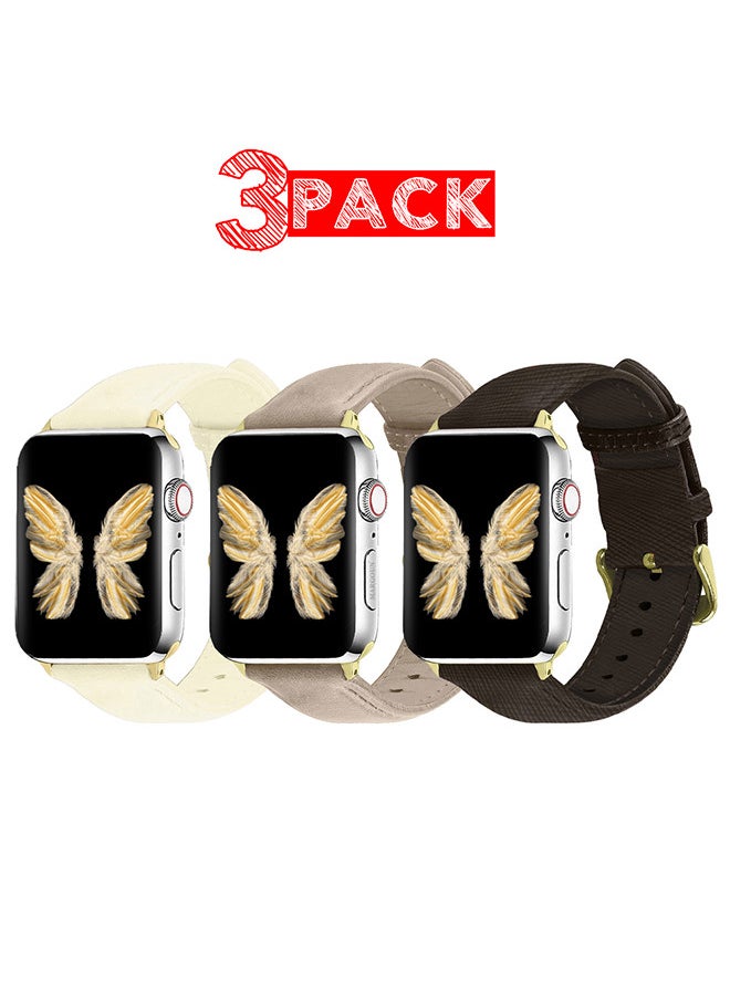 CATANES - 3 Pack For Apple Watch Band 38mm/40mm/41mm Leather Band Buckle Strap Wristband Compatible with Apple watch series 7/6/5/4/3/2/1/SE - Image 1