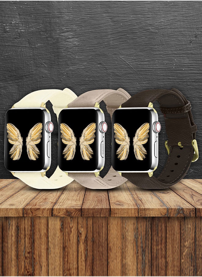 CATANES - 3 Pack For Apple Watch Band 38mm/40mm/41mm Leather Band Buckle Strap Wristband Compatible with Apple watch series 7/6/5/4/3/2/1/SE - Image 1